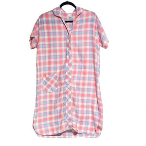 Vintage Adona Checkered Button Sleep Shirt Dress sz L